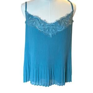 Rye Grass blue vintage Y2K cami top lace pleated XL feminine romantic